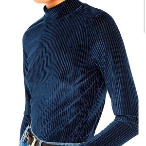 Whistles Velvet Rib Mock Neck Top